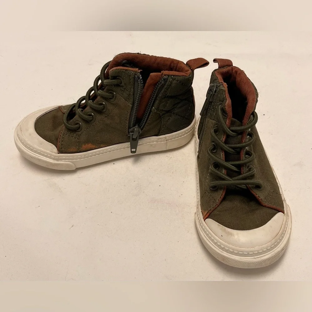 Kids High-Top Sneakers - Olive Green/Brown